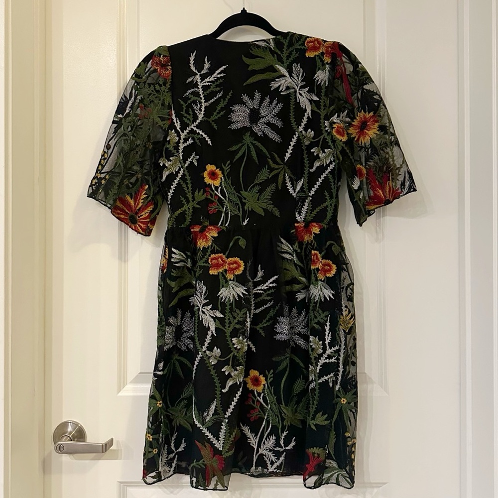 Disturbia Floral Embroidered Black Dress - Picture 4 of 4